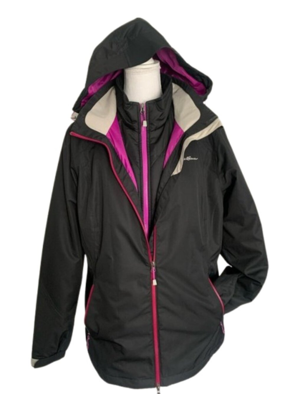 Eddie Bauer Weatheredge Plus down hybrid coat jacket, removeable vest